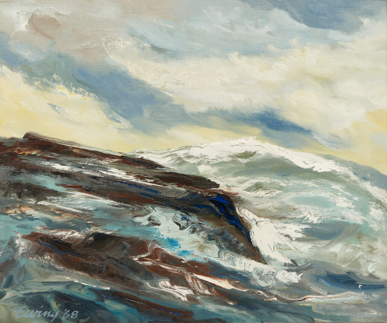 Lot 435: C. Kermit Ewing O/C Expressionist Coastal Painting