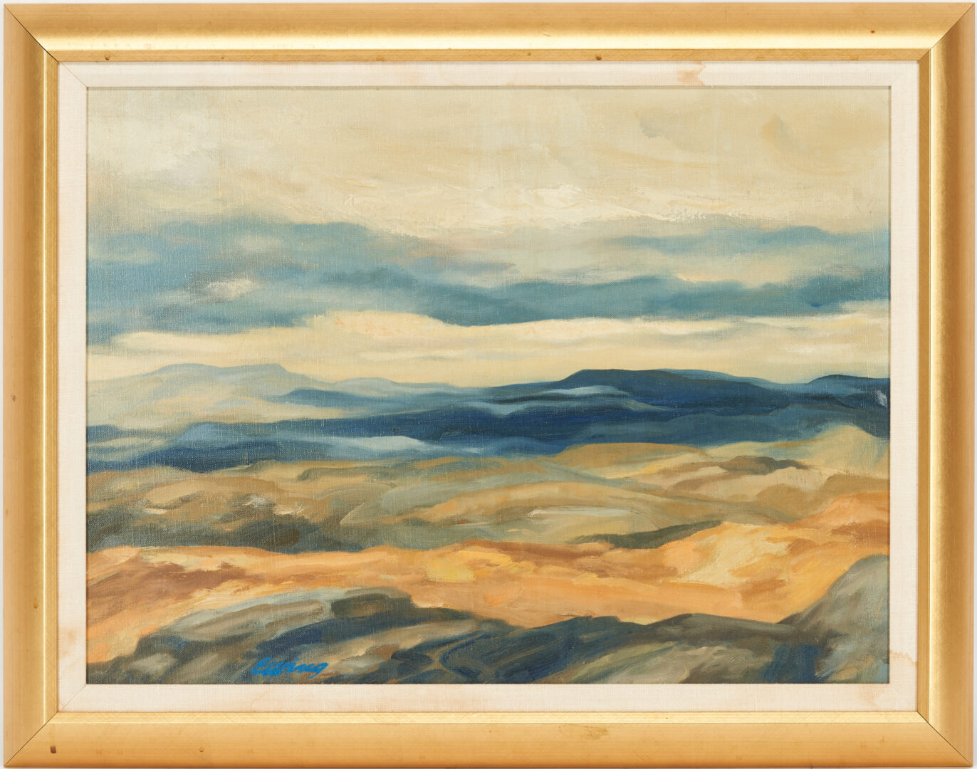 Lot 436: C. Kermit Ewing Expressionist Oil on Canvas, Desert Landscape