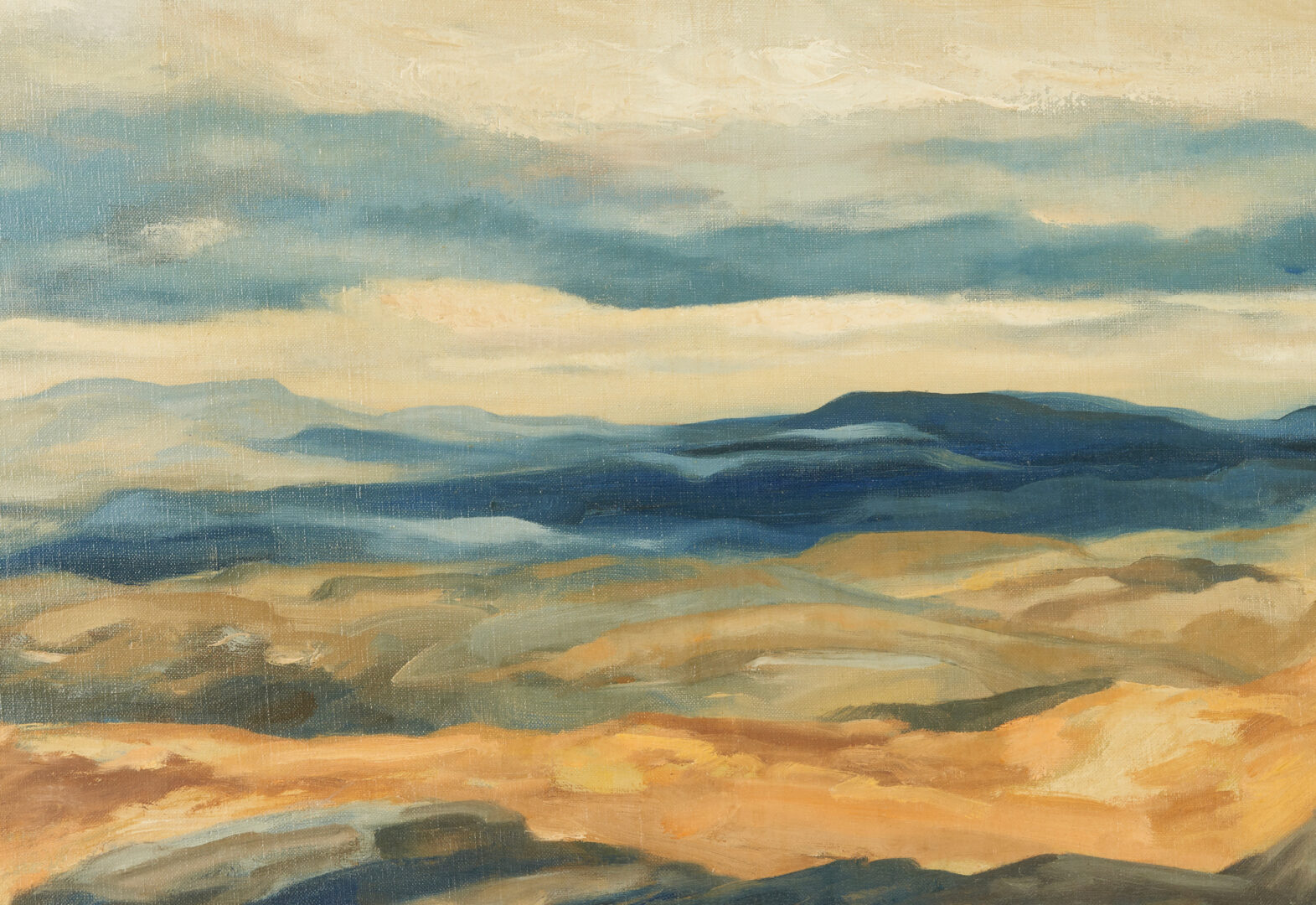 Lot 436: C. Kermit Ewing Expressionist Oil on Canvas, Desert Landscape