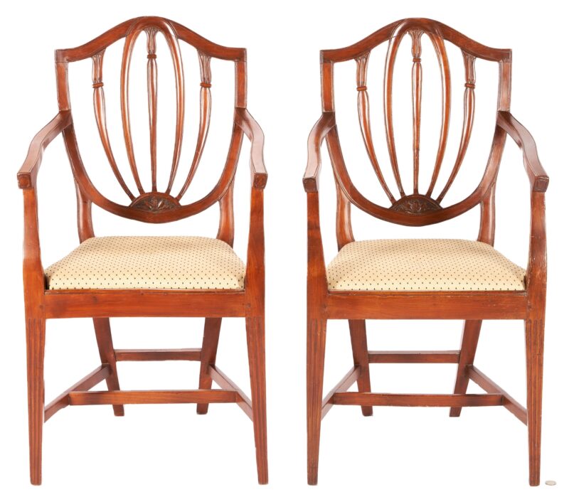 Lot 455: Pair Southern Hepplewhite Arm Chairs