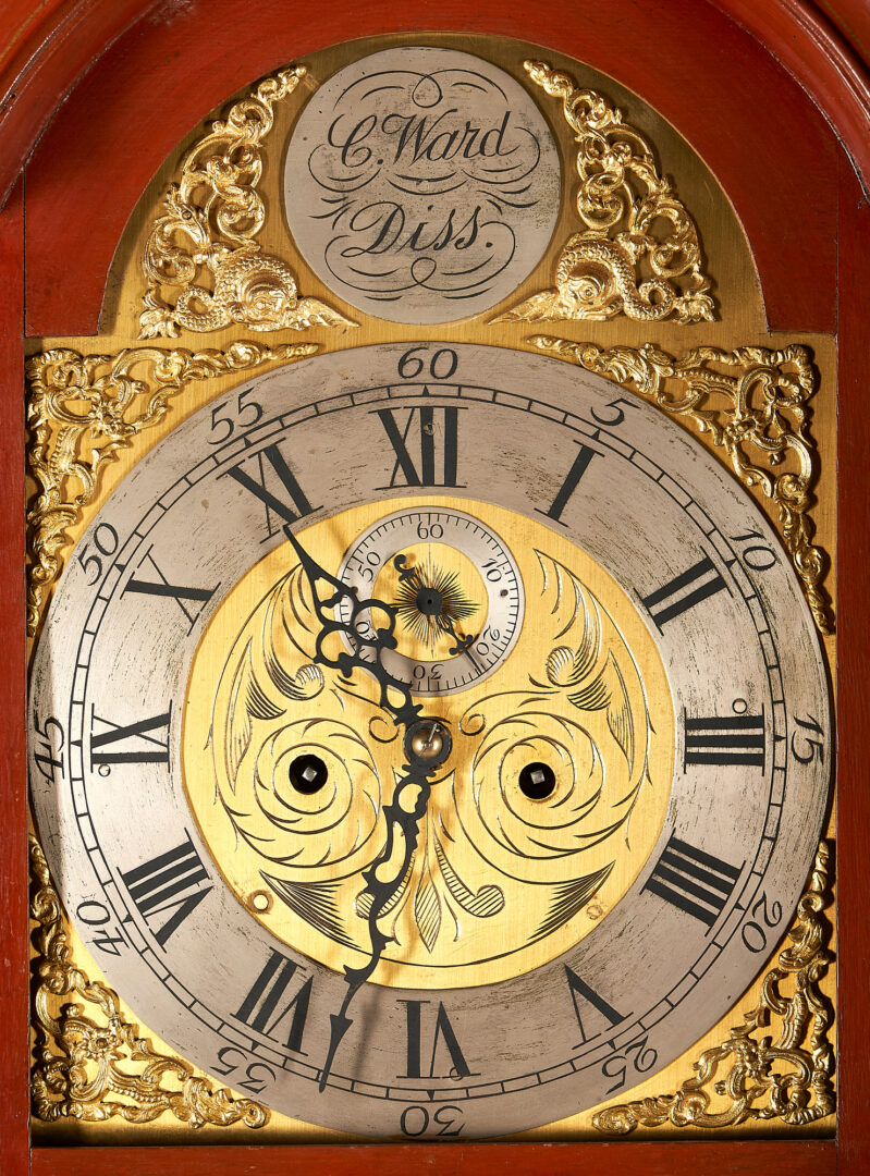 Lot 468: C. Ward British Tall Clock with Chinoiserie Case