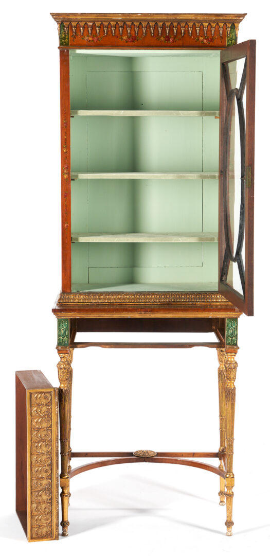 Lot 470: English Neoclassical Adam style Painted Satinwood Display Cabinet