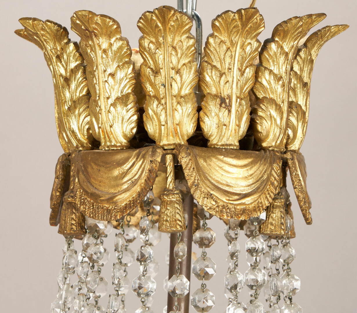 Lot 482: French Empire Style Gilt Bronze & Crystal Figural Chandelier
