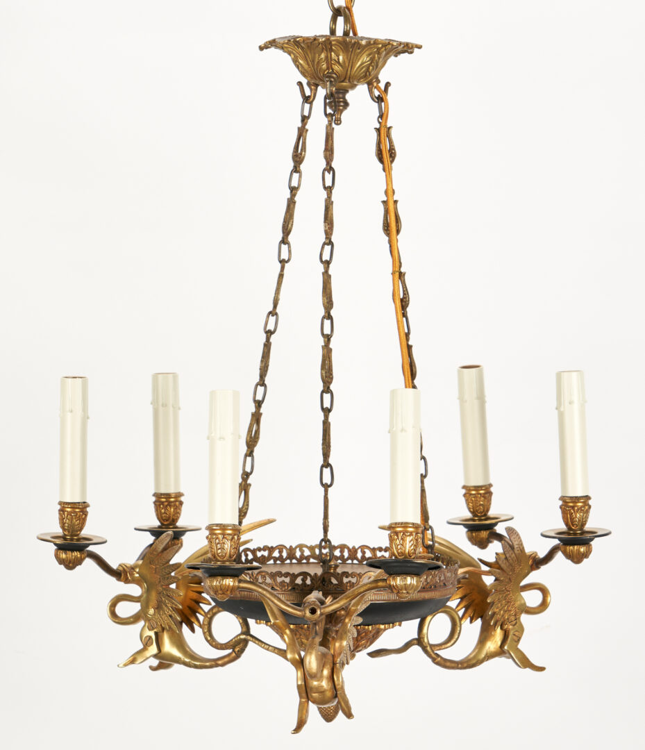 Lot 484: French Empire Style Chandelier w/ Griffins