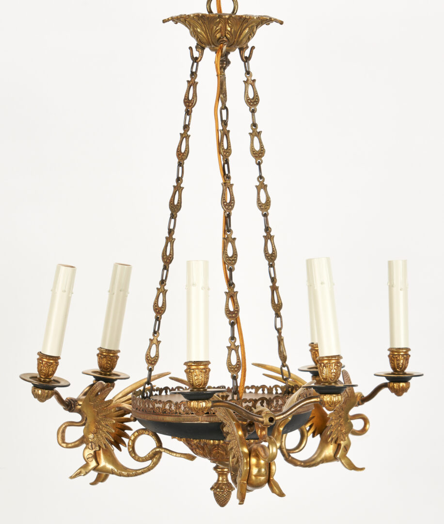 Lot 484: French Empire Style Chandelier w/ Griffins