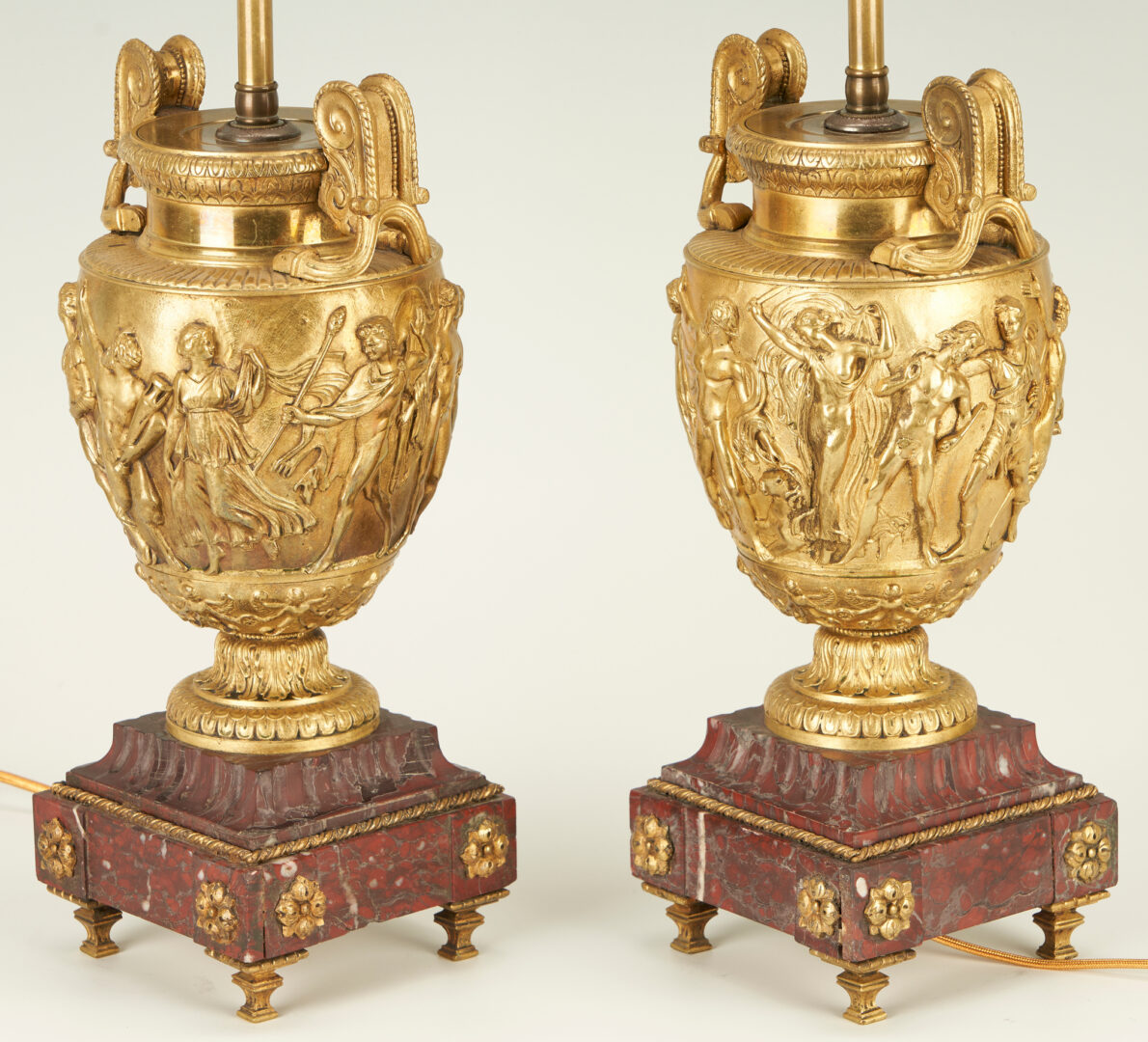 Lot 485: Pr. French Gilt Bronze Neo Grec Urn Form Lamps