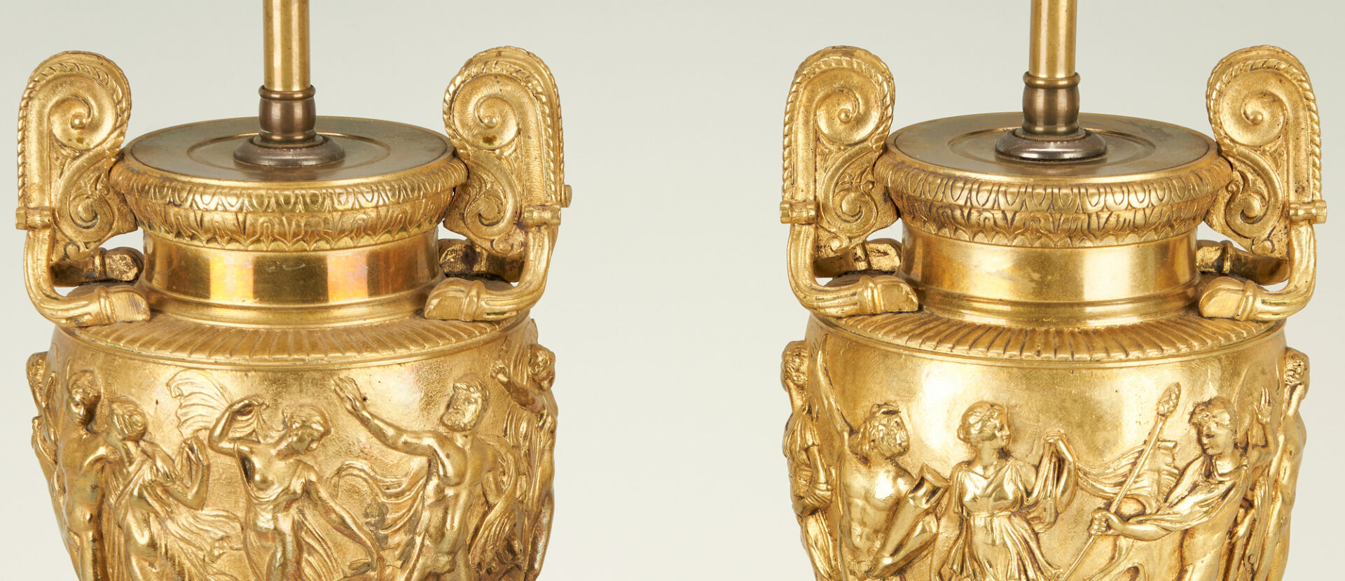 Lot 485: Pr. French Gilt Bronze Neo Grec Urn Form Lamps