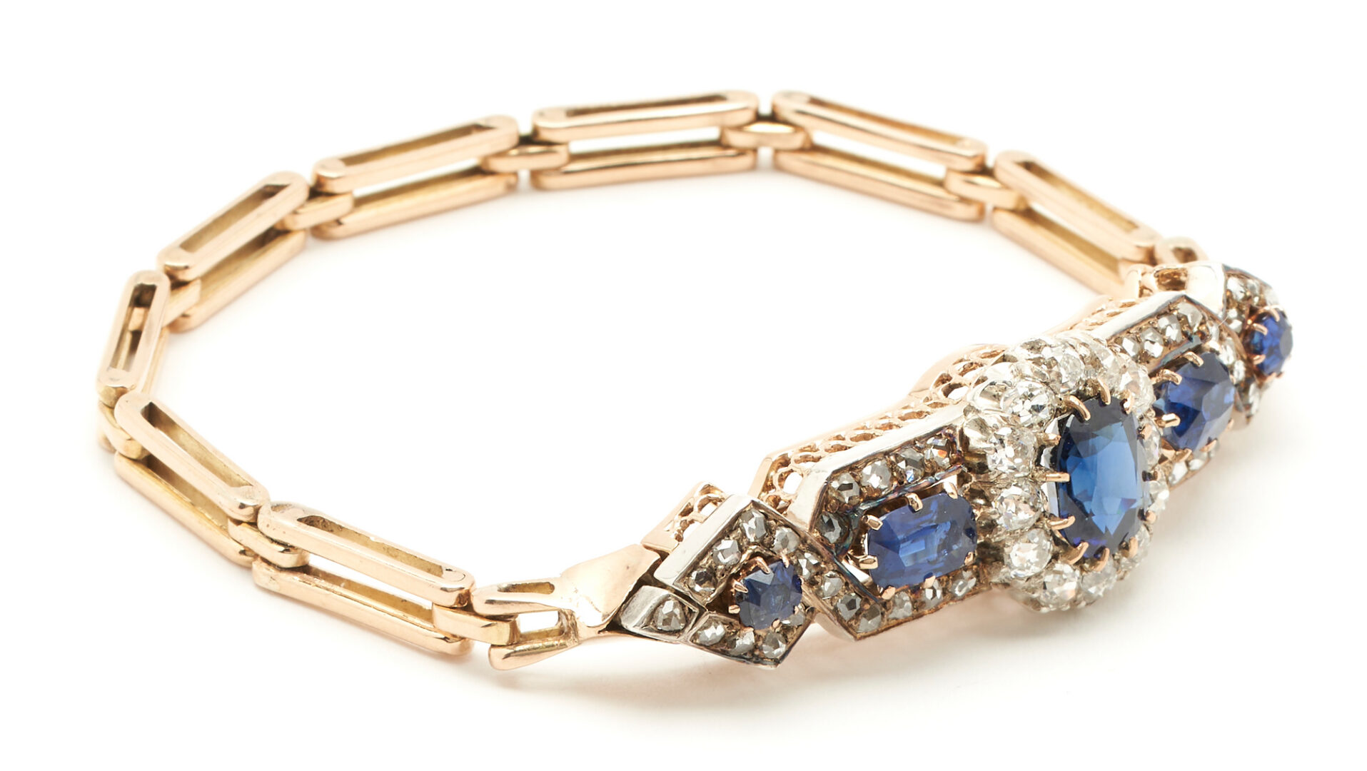 Lot 48: Late 19th Cent. Austrian Sapphire & Diamond Bracelet