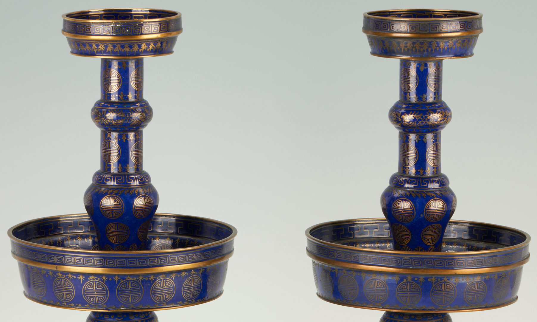 Lot 4: Pair Chinese Qing Cloisonne Candlesticks