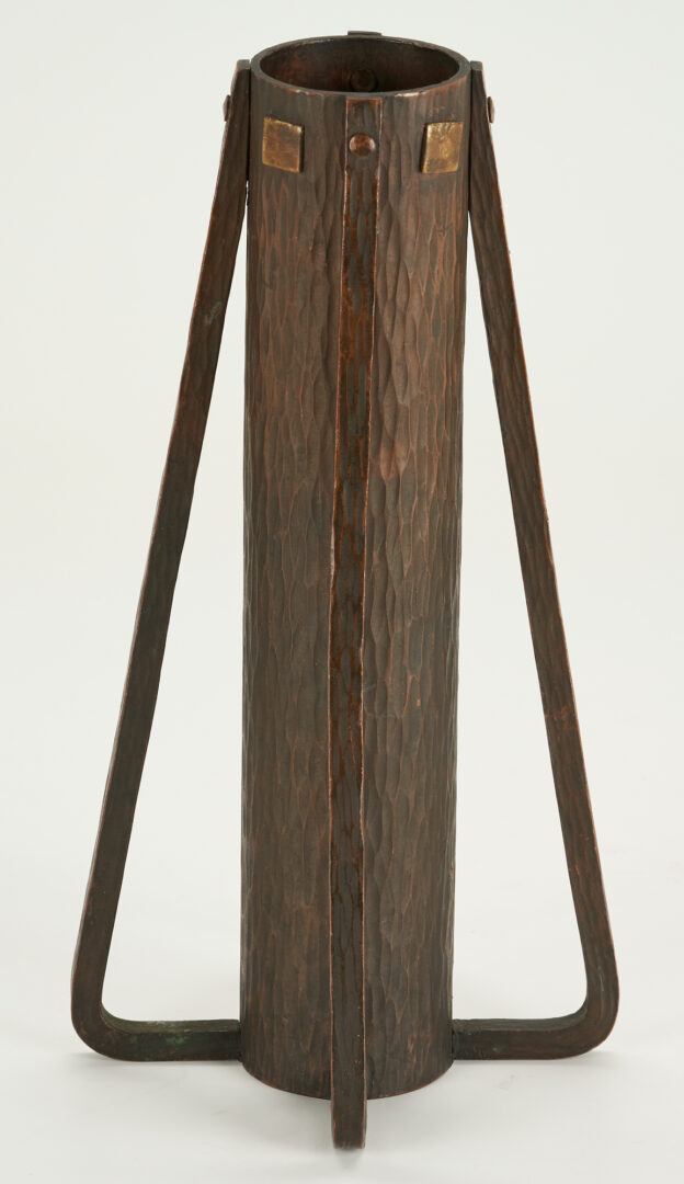 Lot 501: Roycroft Arts & Crafts Copper Buttress Vase by Karl Kipp