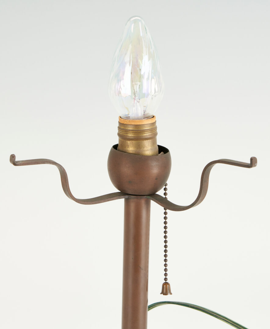 Lot 502: Heintz Bronze Table Lamp w/ Slag Glass Shade