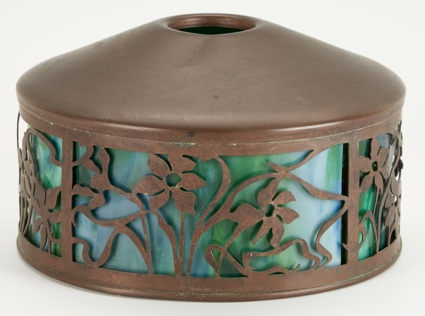 Lot 502: Heintz Bronze Table Lamp w/ Slag Glass Shade