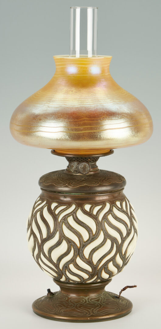 Lot 503: Tiffany Studios Lamp with Favrile Shade, c. 1899