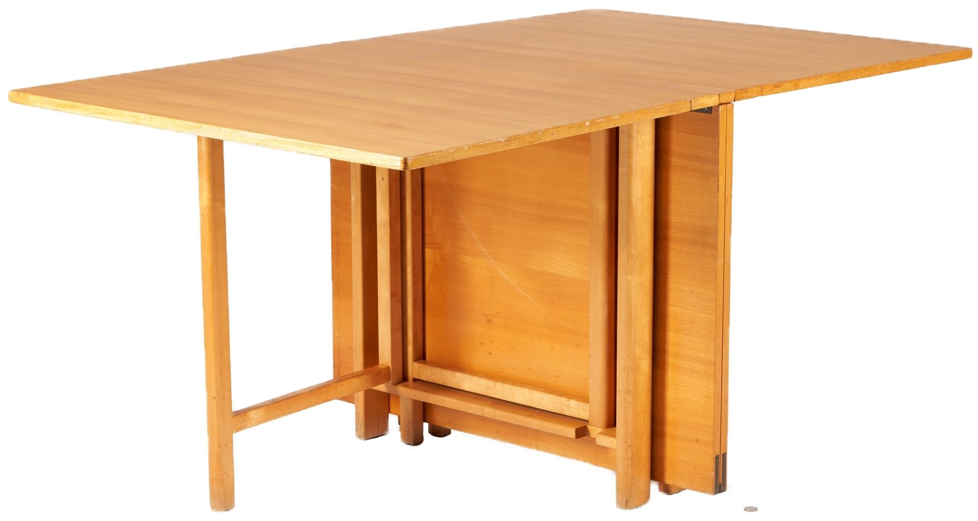 Lot 527: Maria Drop-Leaf Beech Dining Table by Bruno Mathsson, Labeled