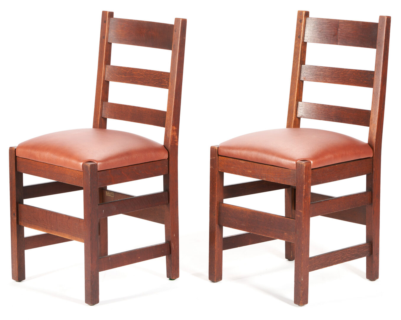 Lot 531: Set of 4 labeled L .& J.G. Stickley Oak Side Chairs
