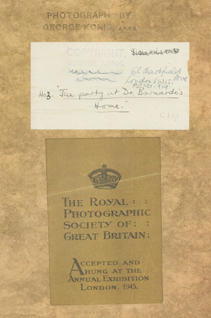 Lot 544: Exhibited George Konig Photograph, Dr. Barnardo's Home Tea Party
