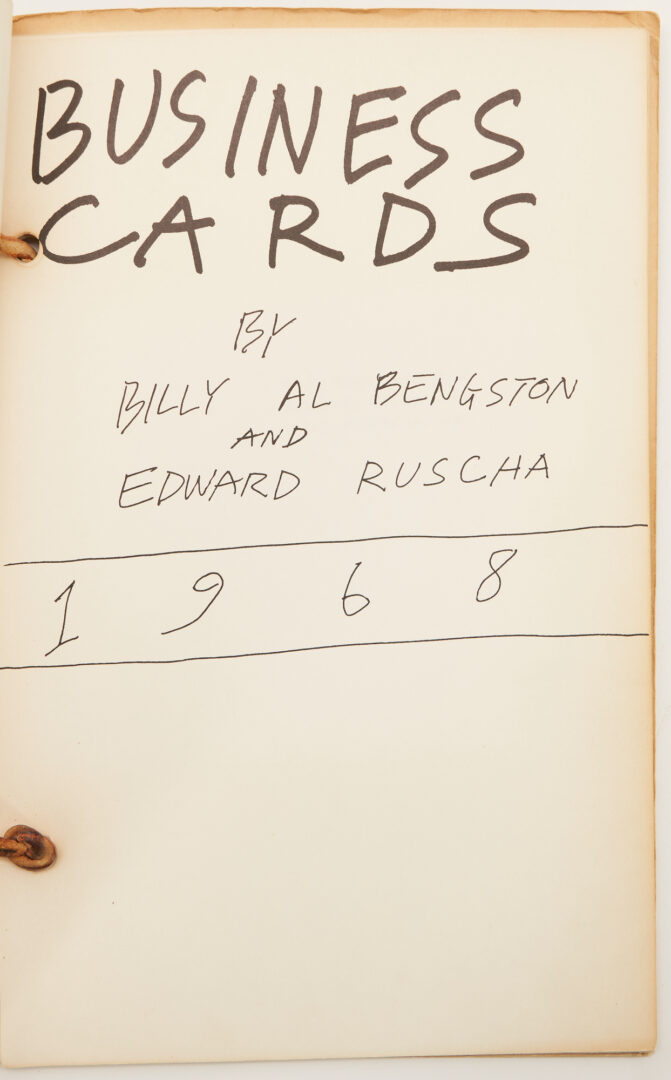 Lot 545: Edward Ruscha & Billy Al Bengston: Business Cards, Signed 1st Edition, 1968