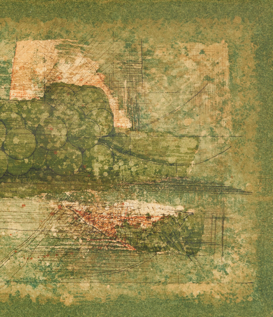 Lot 557: 2 Ryonosuke Fukui Prints, Grapes in Two Colors & Untitled Landscape