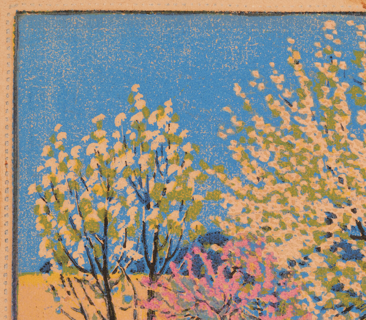 Lot 579: Gustave Baumann Southwest Color Woodcut, Spring New Mexico, 1924
