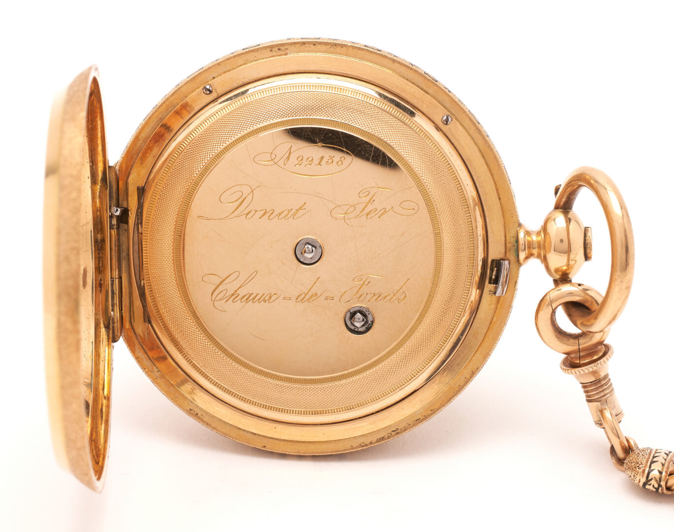 Lot 57: 18K Alfred Gerard by Charles Jacot Pocket Watch w/ 18K Chain