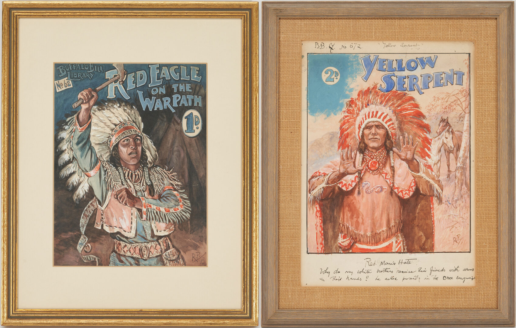 Lot 581: 2 Robert Prowse Buffalo Bill Cover Art Novel Illustrations