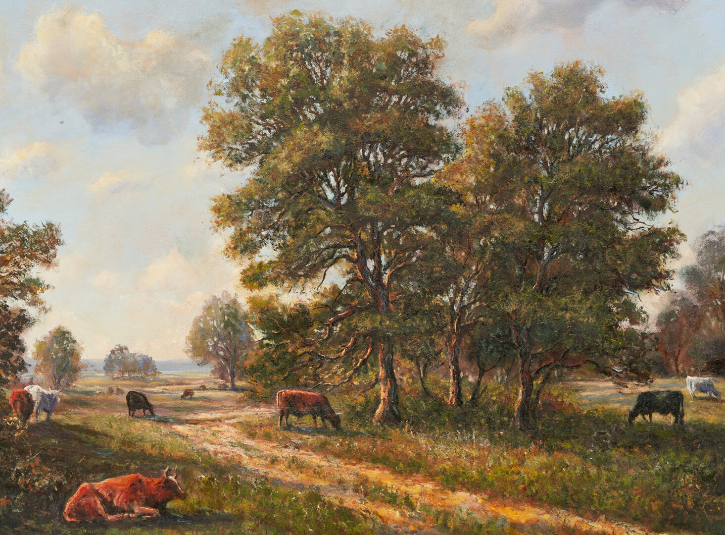 Lot 586: Jerry Malzahn O/C Coppell, TX Landscape, Cattle Grazing