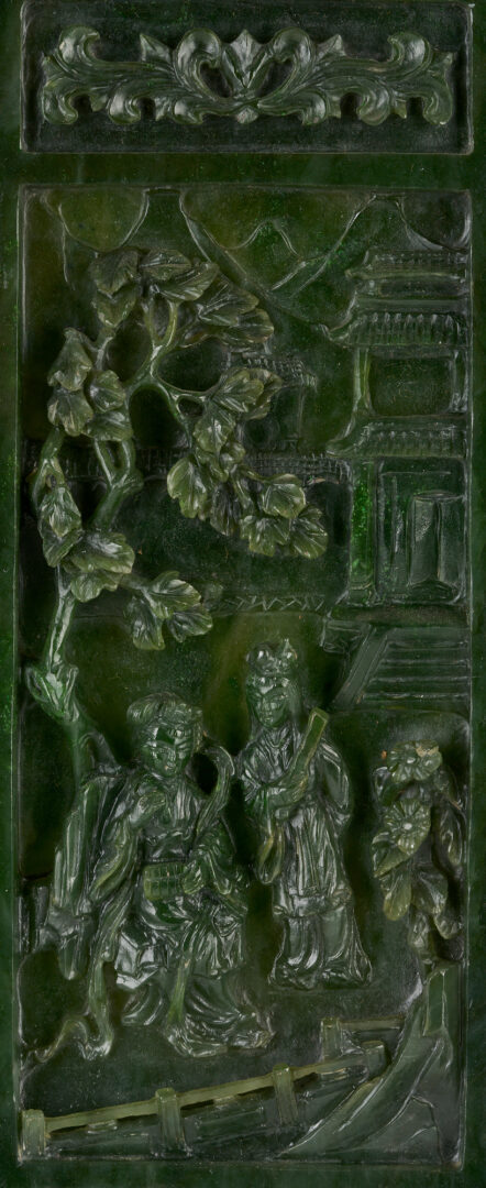 Lot 5: Chinese Carved Spinach Jade Table Screen