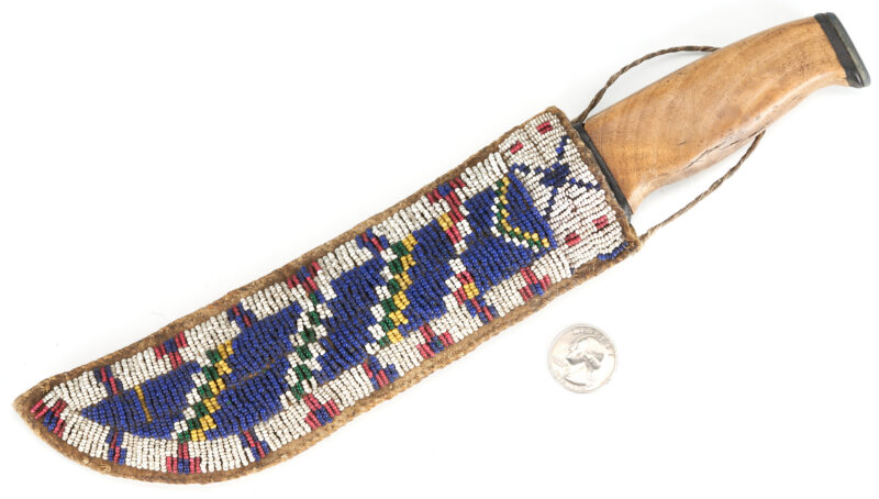 Lot 602: Native American Sioux Beaded Knife Sheath and Knife