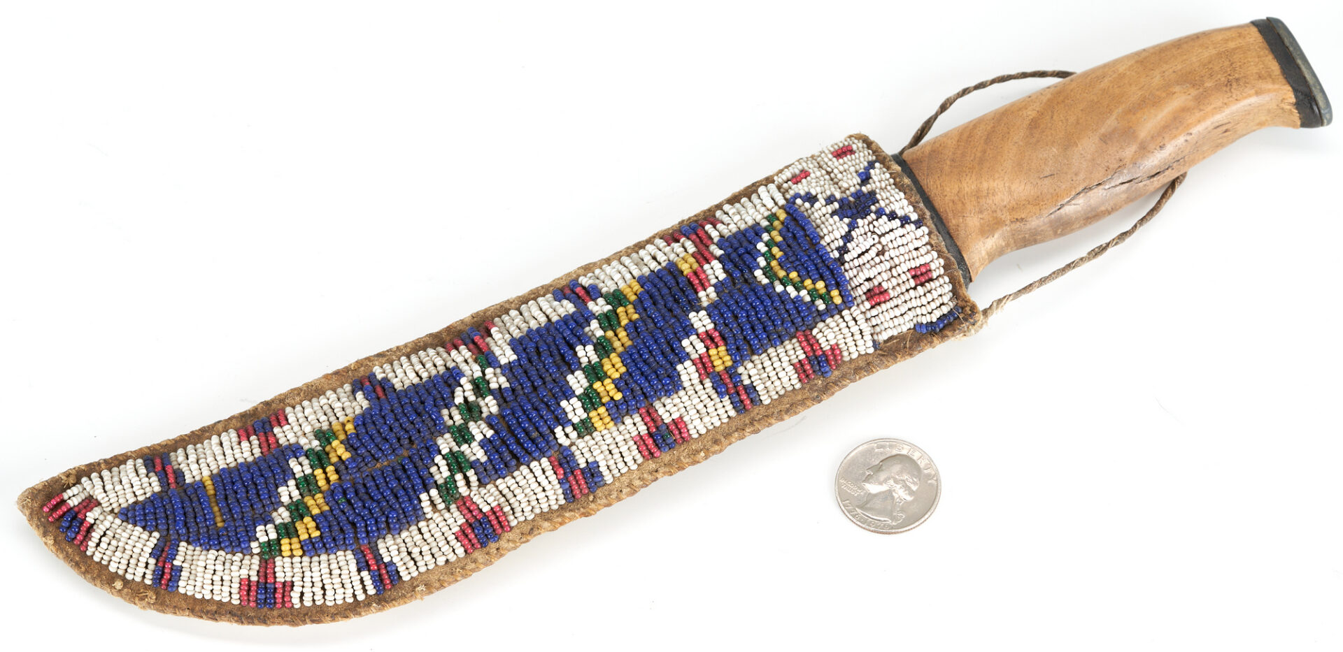 Lot 602: Native American Sioux Beaded Knife Sheath and Knife