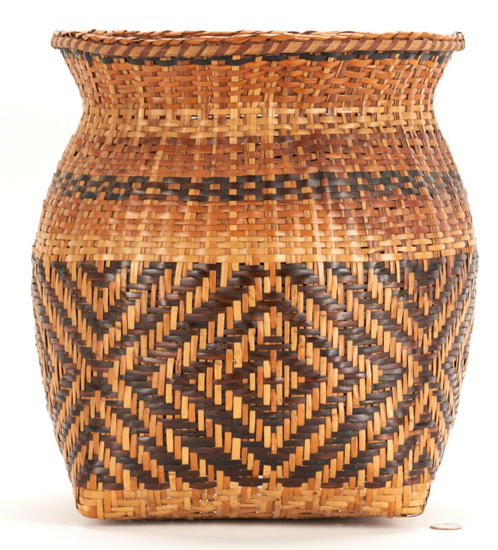 Lot 605: Large Cherokee Wastebasket Attributed to Lizzie and Edmund Youngbird