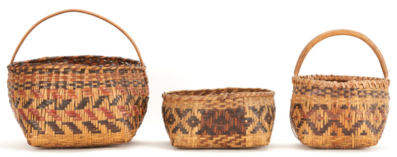Lot 608: 3 Native American Cherokee Rivercane Baskets