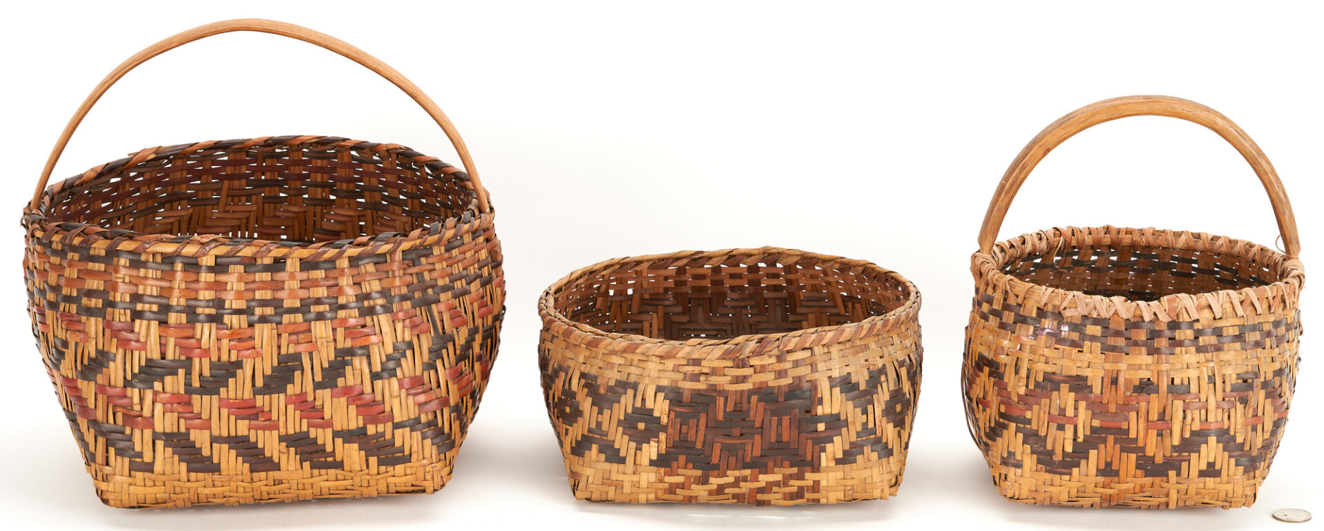 Lot 608: 3 Native American Cherokee Rivercane Baskets