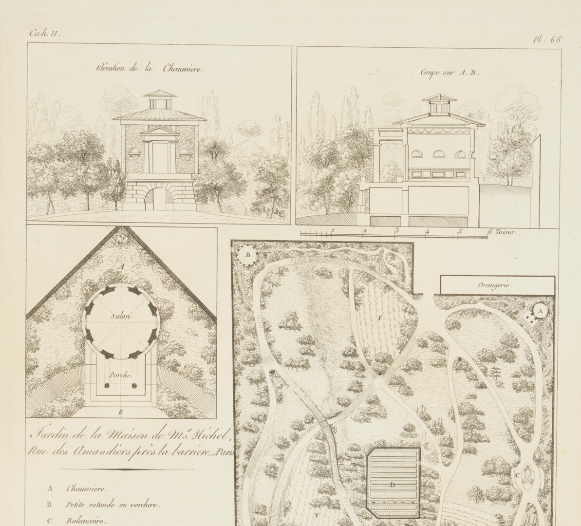 Lot 613: 4 Antique Garden Design Engravings after Jean-Charles Krafft