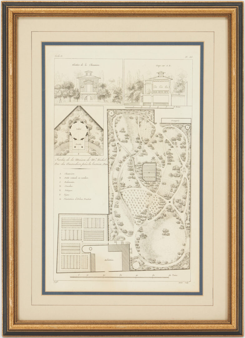 Lot 613: 4 Antique Garden Design Engravings after Jean-Charles Krafft