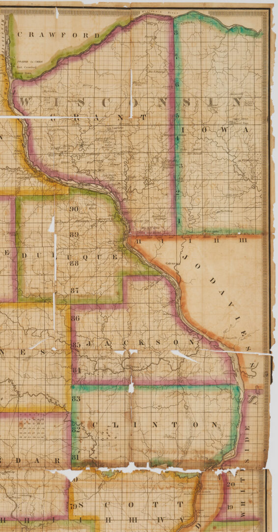 Lot 618: Rare Iowa Sectional Map of the Black Hawk Purchase, Judson, 1838