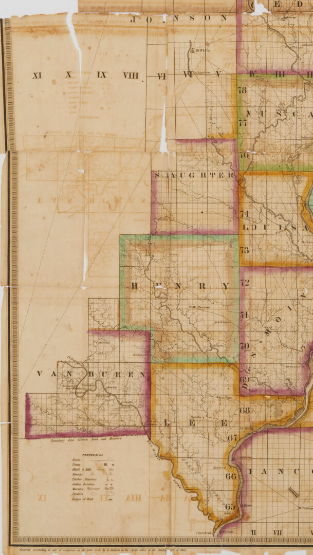 Lot 618: Rare Iowa Sectional Map of the Black Hawk Purchase, Judson, 1838