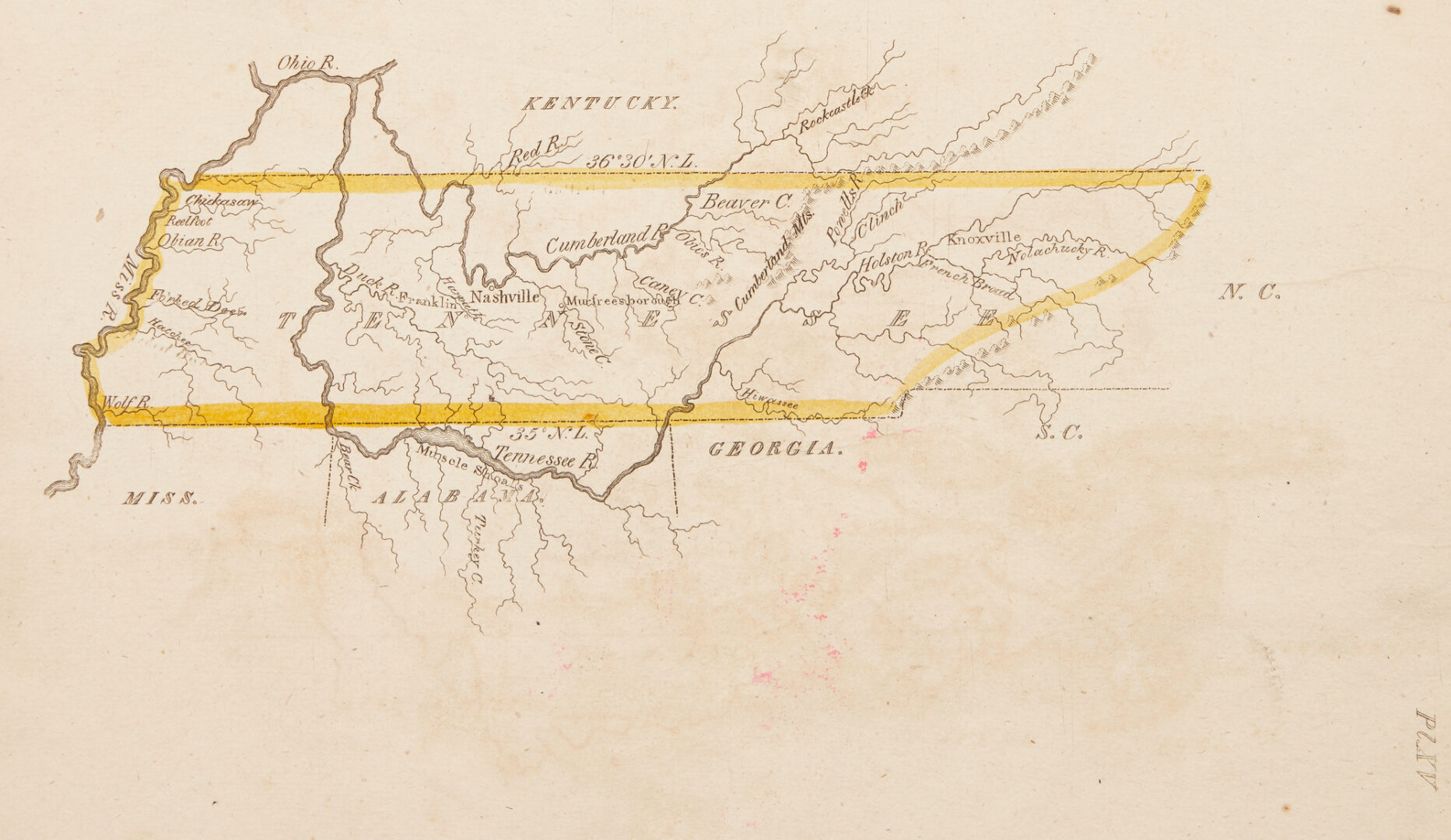 Lot 620: Rare Tennessee Map, Luke Drury, 1822