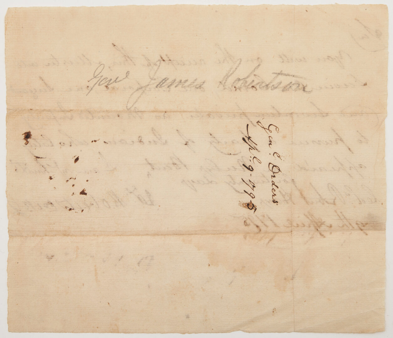 Lot 627: Gen. James Robertson Indian Orders to Col. Robert Hays, 1795