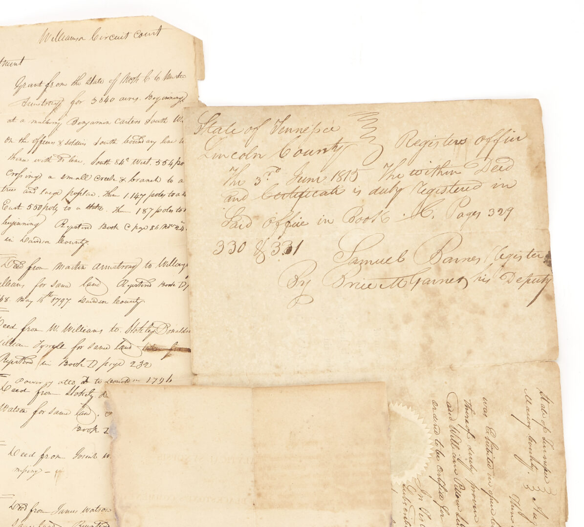 Lot 629: Collection of 8 Early TN & NC Docs, incl. James Winchester, Stockley Donelson, Johnson-Pillow Family