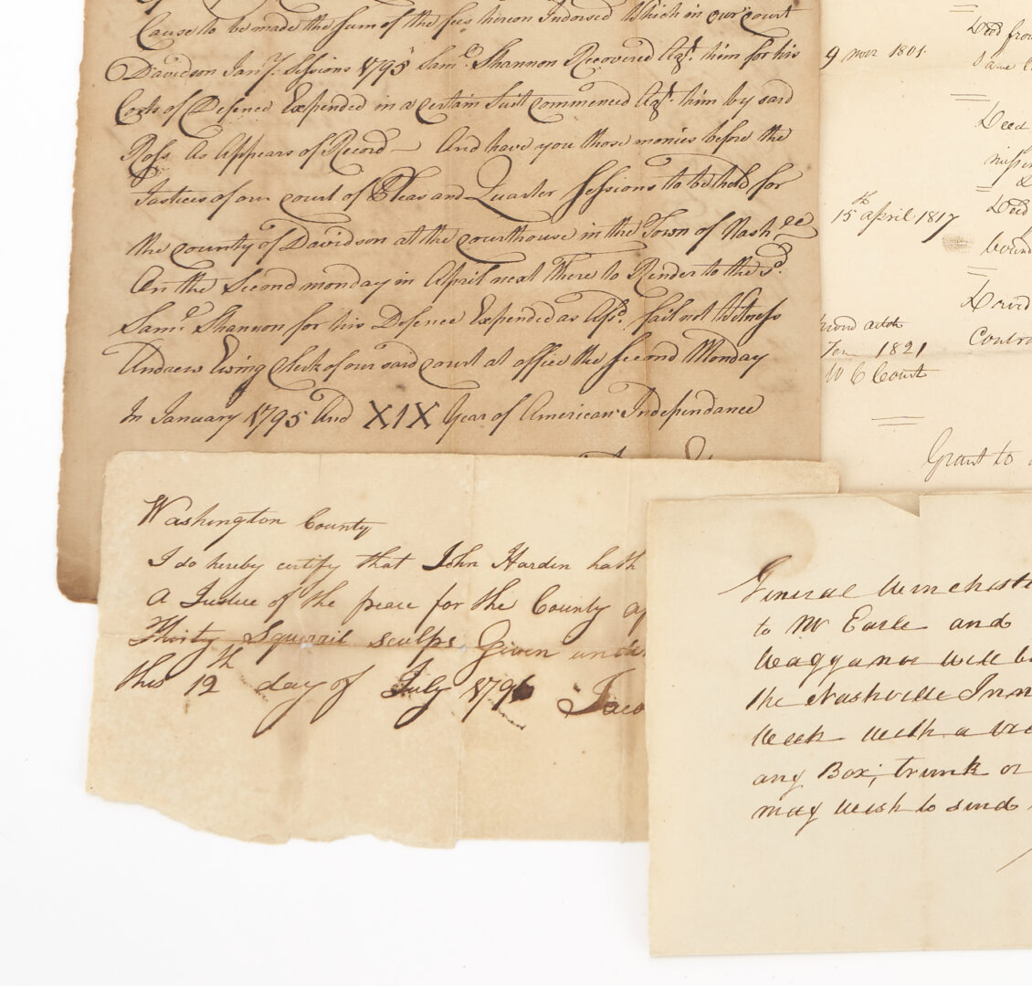 Lot 629: Collection of 8 Early TN & NC Docs, incl. James Winchester, Stockley Donelson, Johnson-Pillow Family