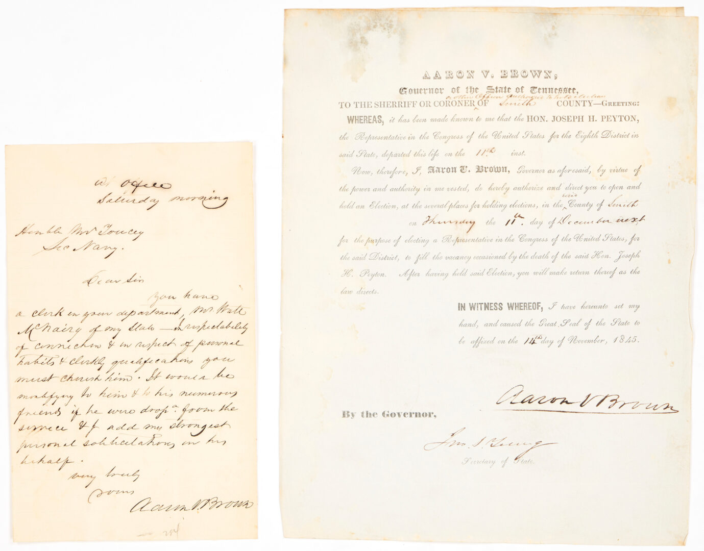 Lot 631: 16 TN Governor Signed Letters & Documents, incl. Willie Blount, Archibald Roane, Joseph McMinn, Wm. Carroll