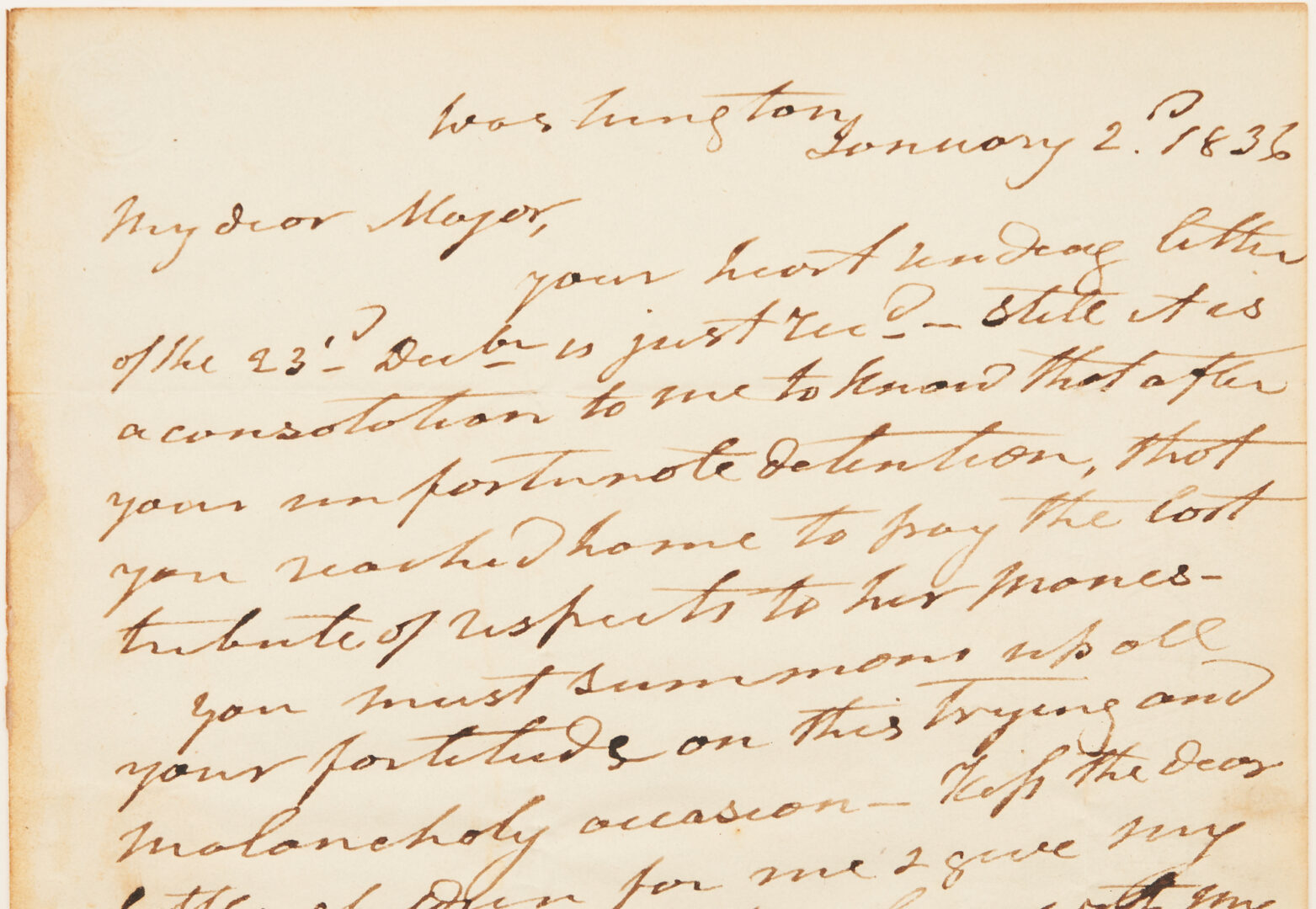 Lot 634: President Andrew Jackson Signed Letter to Andrew Jackson Donelson, 1836