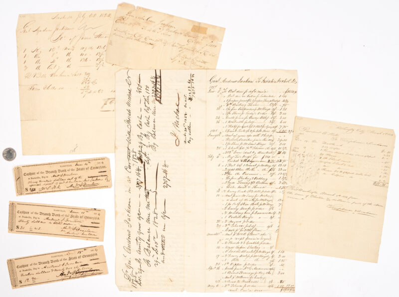 Lot 636: Andrew Jackson related Archive of 7 Receipts and Checks