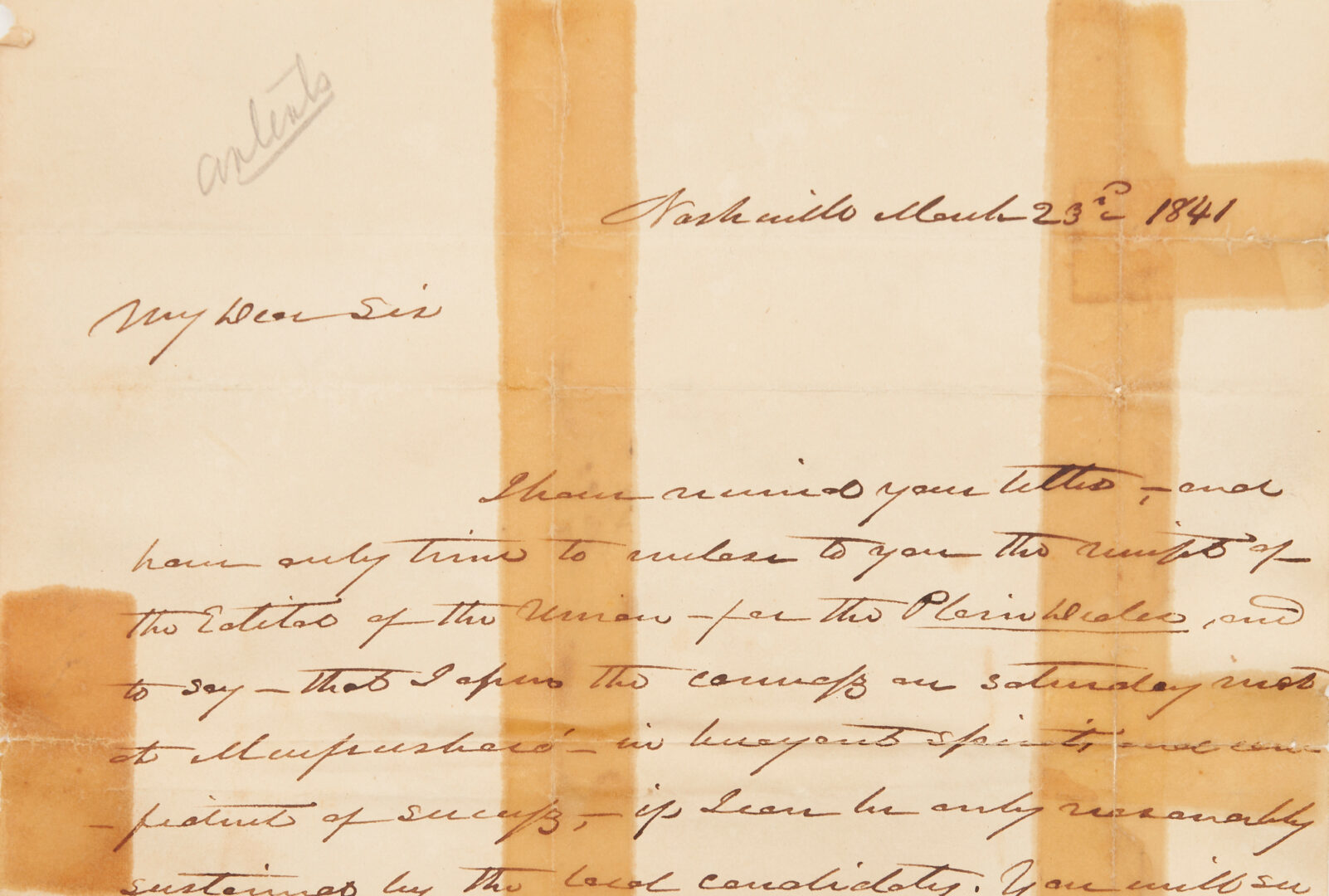 Lot 642: TN Gov. James K. Polk Signed Letter, 1841