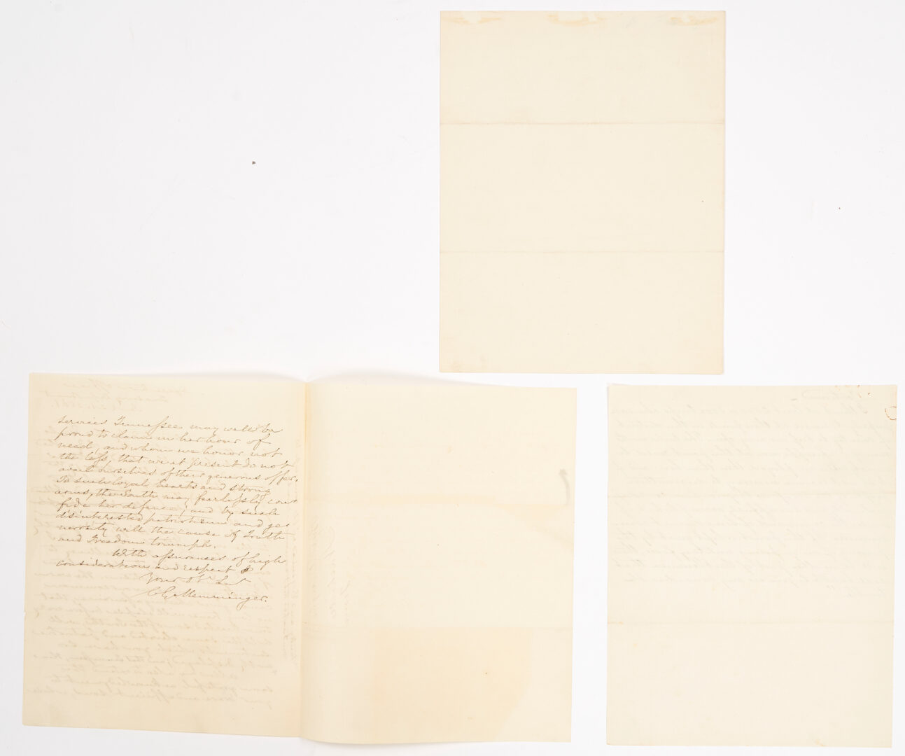 Lot 644: Archive of 8 Civil War CSA Cabinet Member Letters, incl. Seddon, Randolph, Walker, Mallory, Memminger, Stephens, Tyler