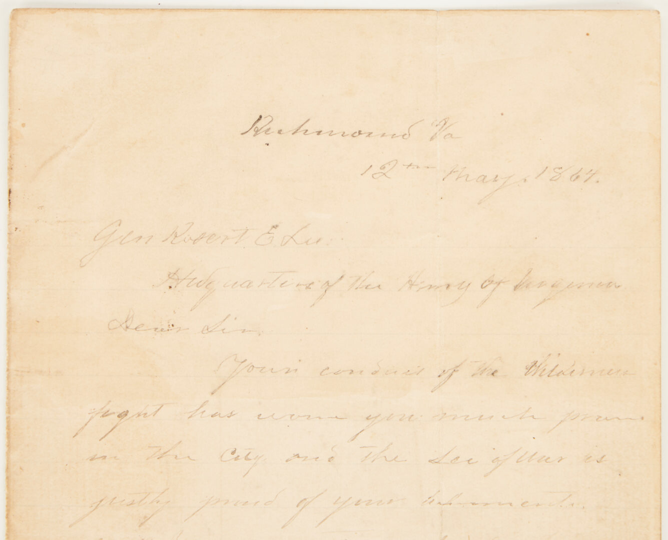Lot 645: Civil War Jefferson Davis Signed Letter to Robert E. Lee, May 1864
