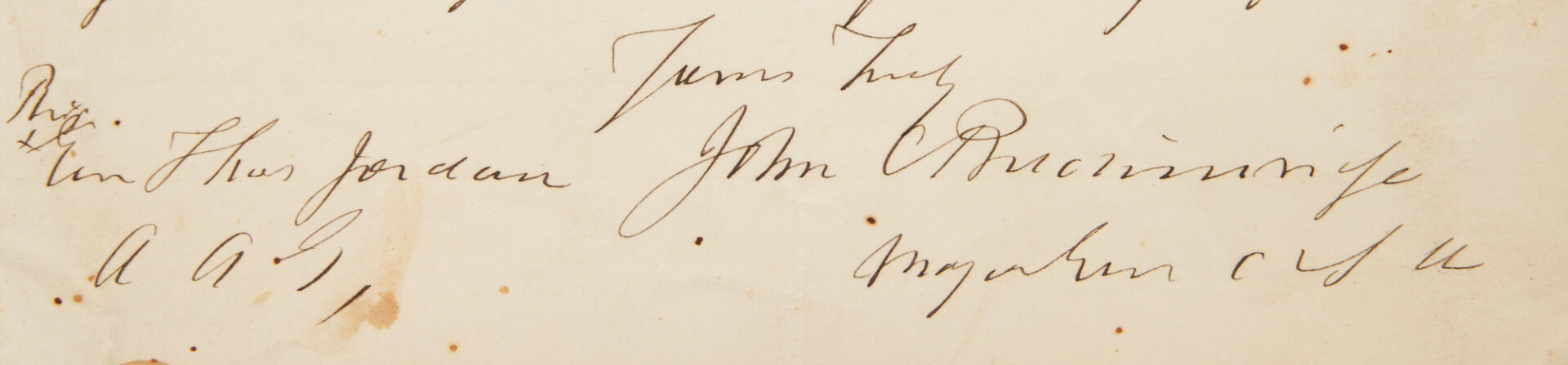 Lot 650: CSA Gen. J. C. Breckinridge Signed Letter to Brig. Gen. Thomas Gordan, 1862