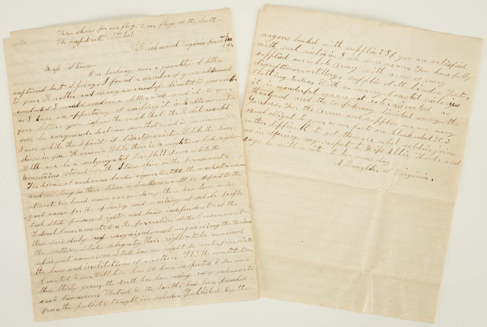 Lot 654: 3 Civil War Confederate Items, incl. 1863 Slavery Related Letter, 2 1st Ed. Books, 5 items