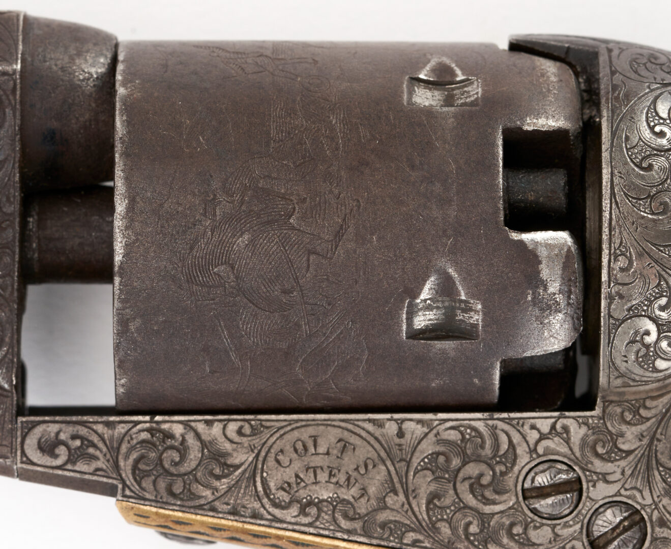 Lot 672: Factory Engraved Colt Model 1849 Revolver w/ Mother of Pearl Grips, .31 cal.