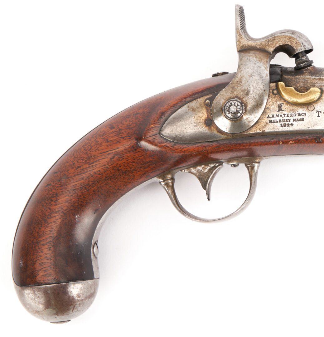 Lot 677: 2 US Model 1836 Pistols, incl. R. Johnson Flintlock, A.H. Waters Percussion